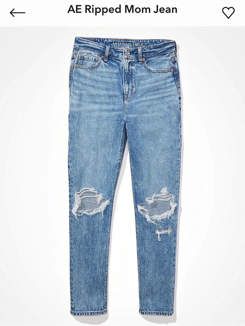 American Eagle Ripped Mom Jean Distressed Blue Jeans